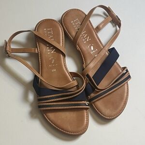 Italian Shoemakers Black and Tan Strappy Sandals